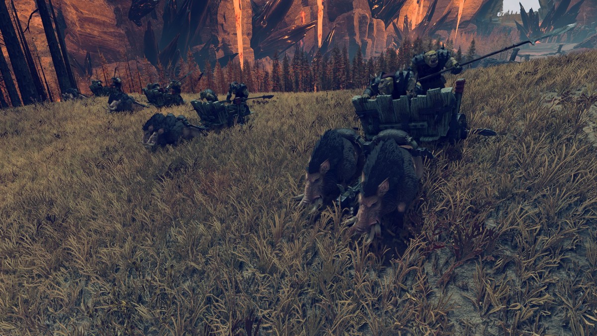 Total War: Warhammer 3 Orc Boar Chariots.
